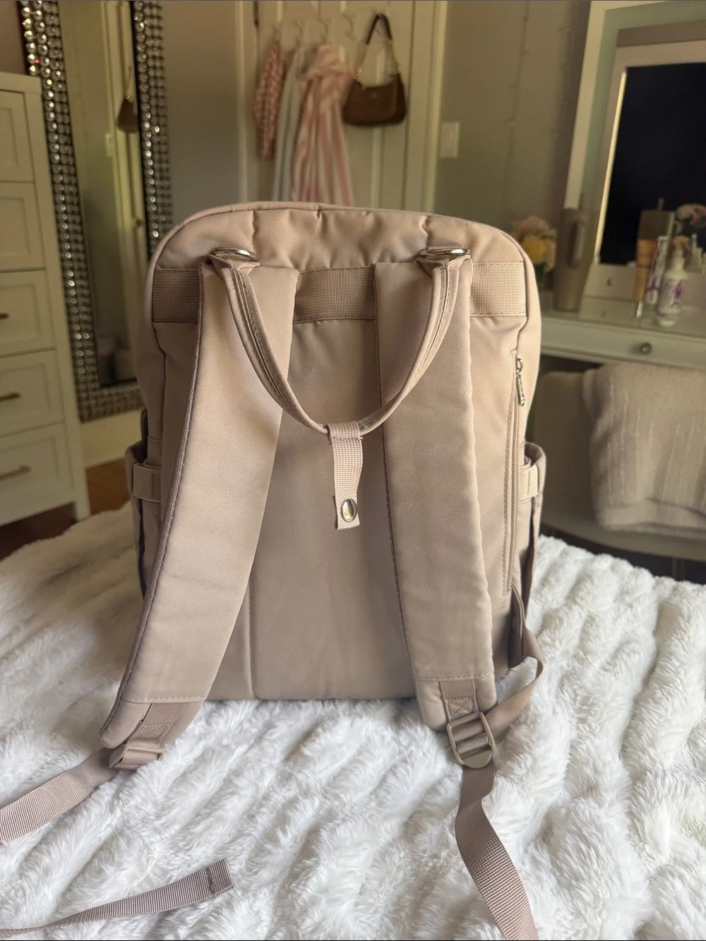 Ruvalino Beige Baby Diaper Backpack Bag